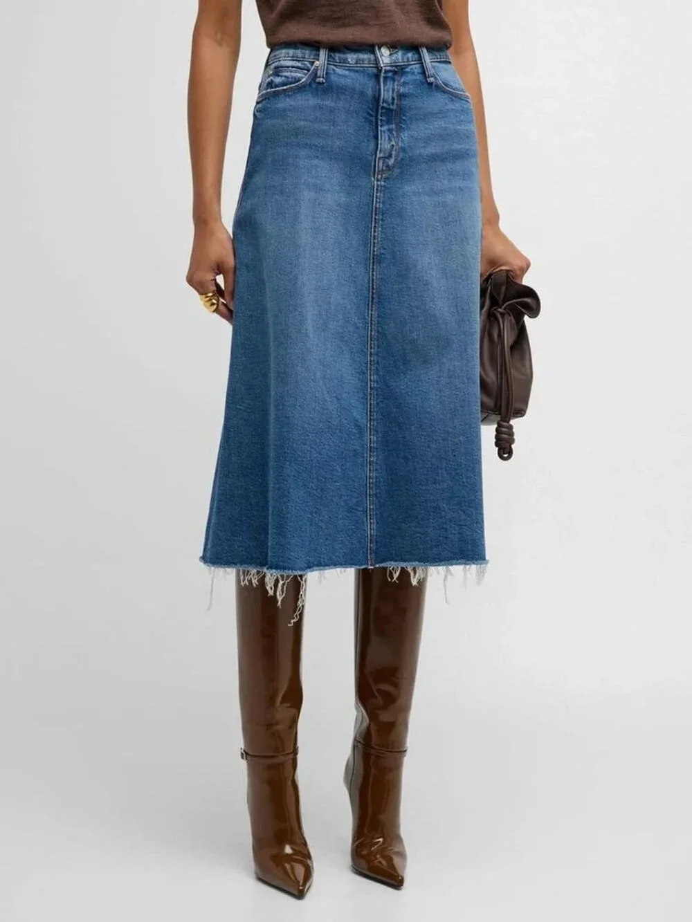Mother Women's The Circle Midi Fray Skirt Size 25 in Dream Team Color - Picture 1 of 8
